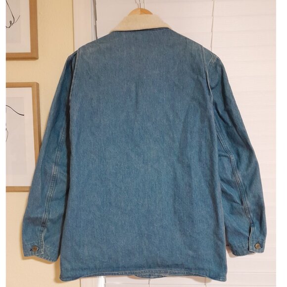 Vintage L.L Bean Light Blue Denim & Corduroy Barn Coat sz Medium - Picture 8 of 11